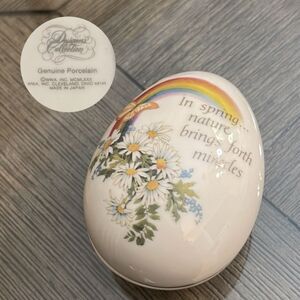 1980 Designers Collection Butterfly & Rainbow Design Egg-Shaped Trinket Box